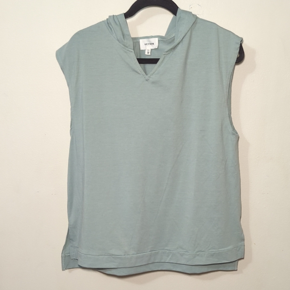 Heyson Sleeveless Hooded Shirt Sage Green Women's Size S